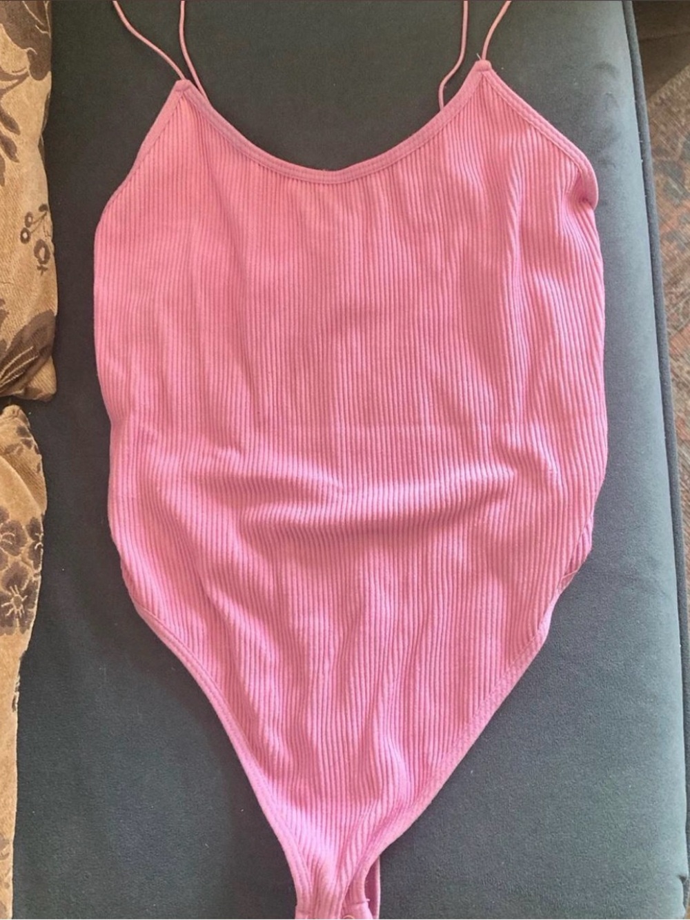 Forever 21 Pink Ribbed Spaghetti-Strap One-Piece